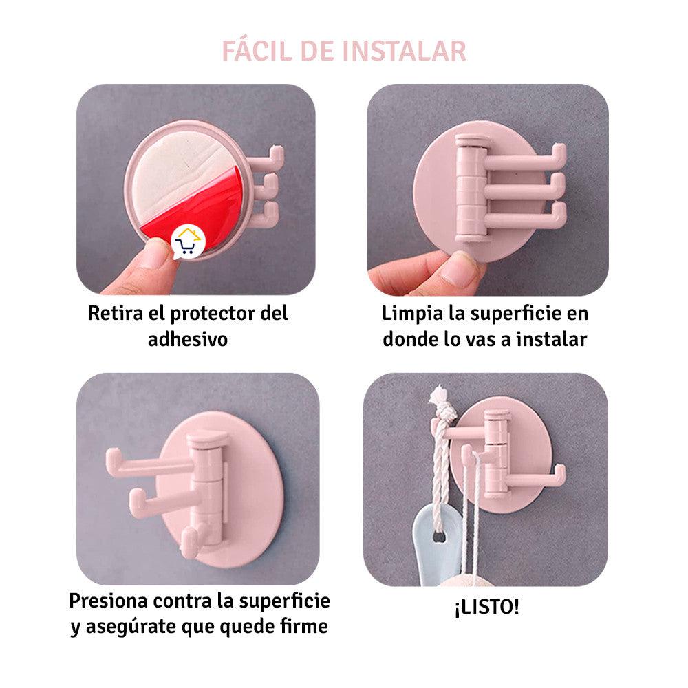 KIT GANCHO ORGANIZADOR ADHESIVO GIRATORIO x3